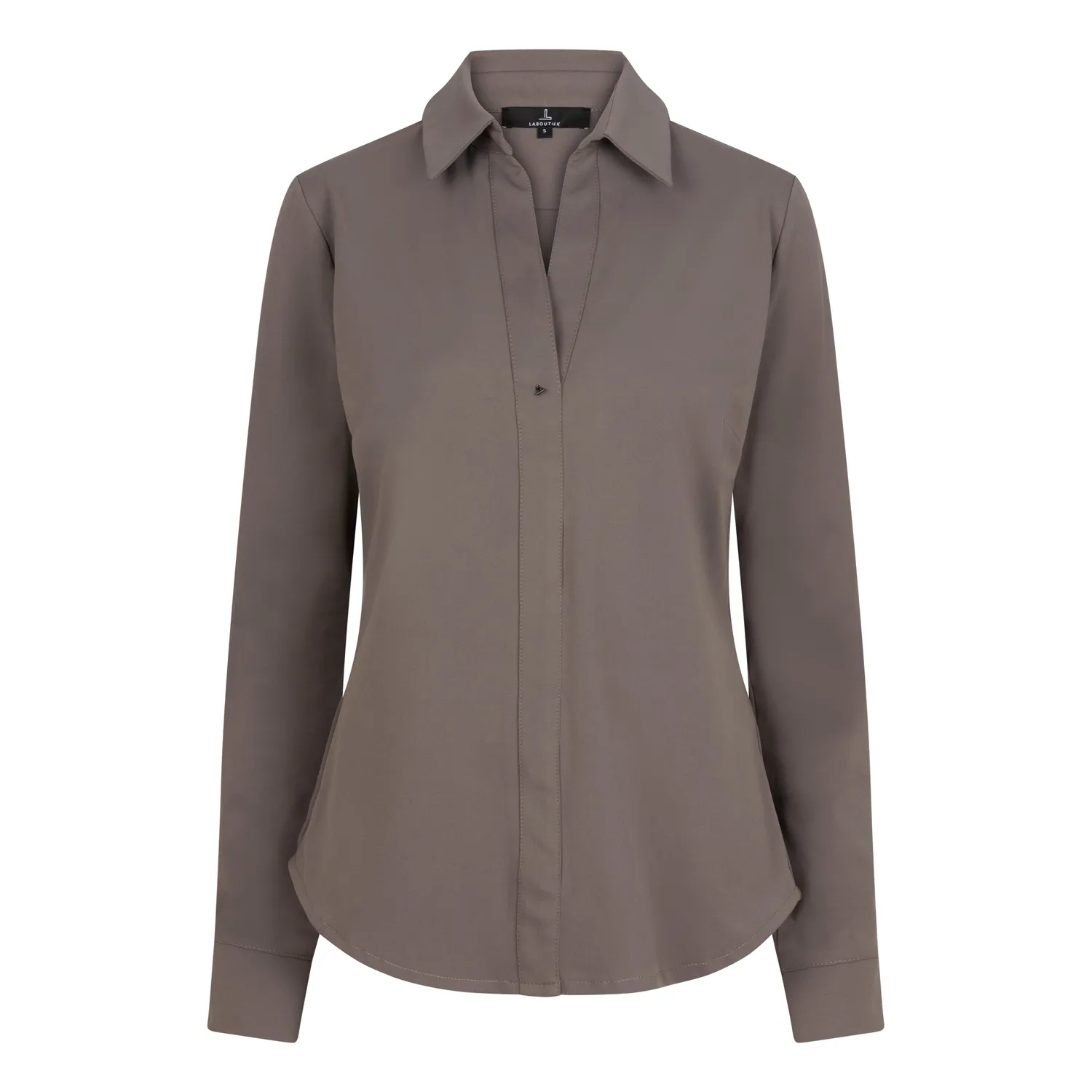 Laboutiek Ivanka blouse taupe travel lange mouw
