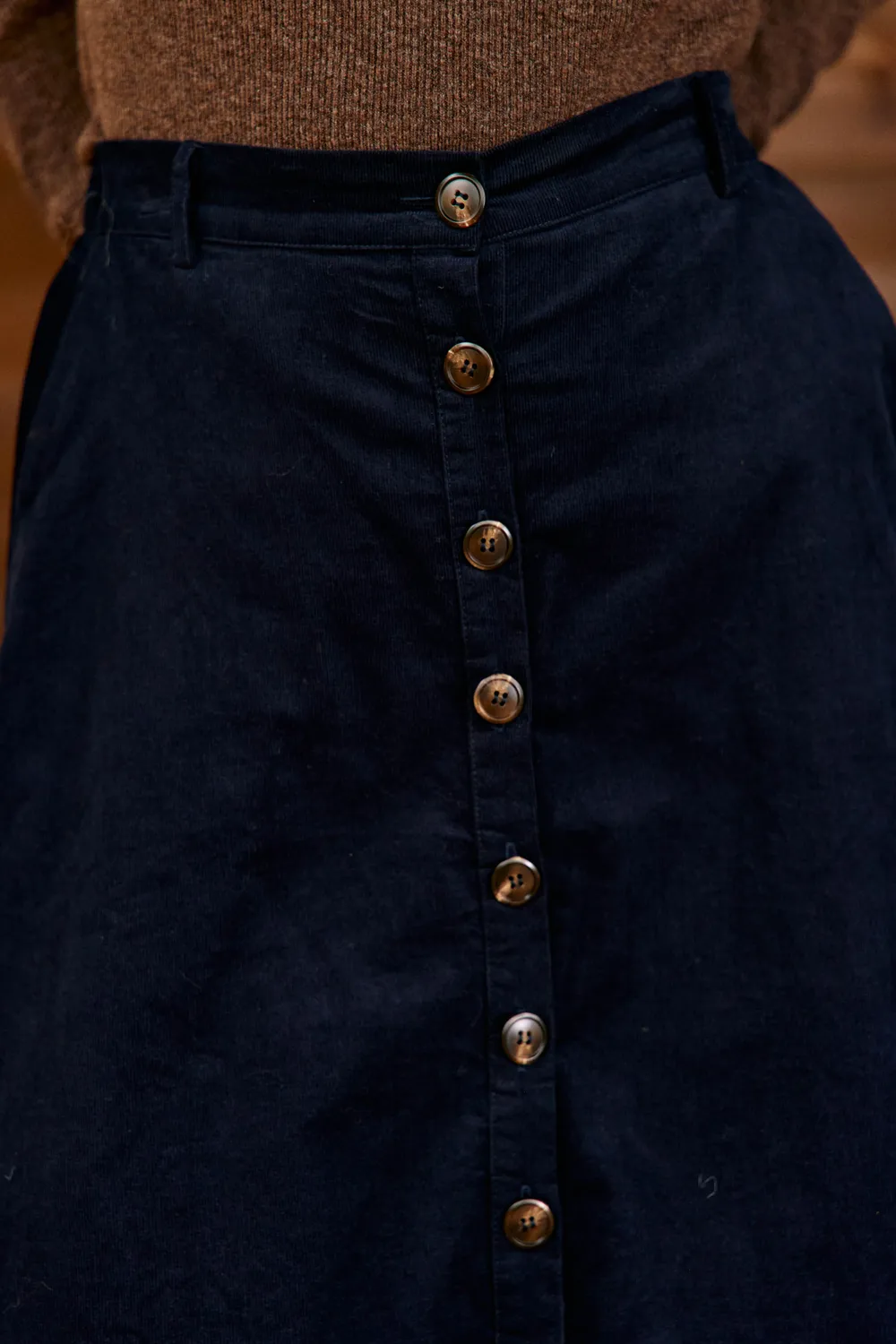 La Petite Etoile Jael midi rok marine ribfluweel