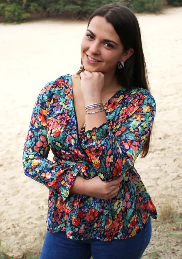 LOVEDRUNKY Floral blouse Multi met glitter