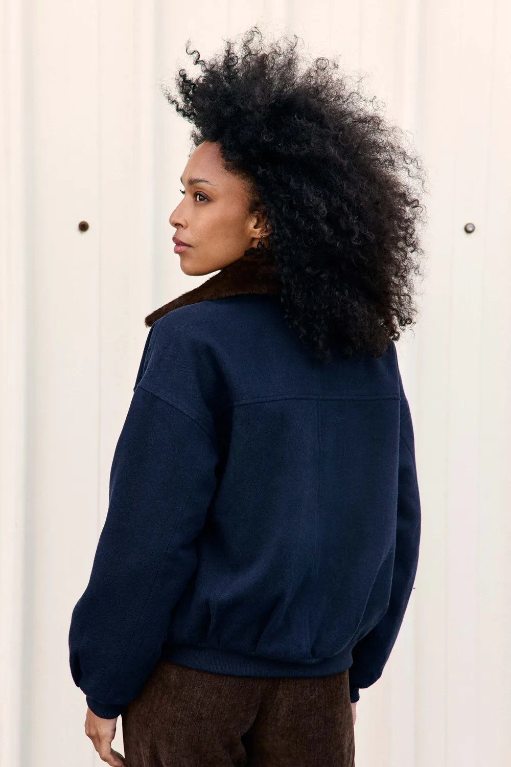La Petite Etoile Videl blouson marine met bontkraag