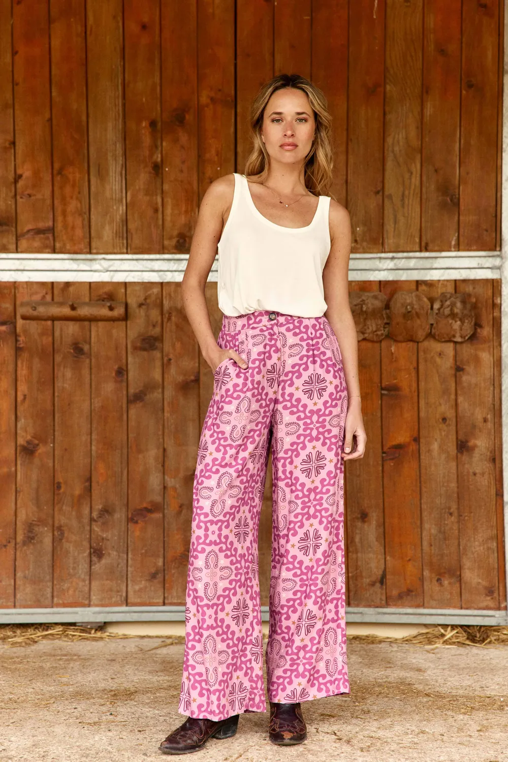 La Petite Etoile Pozo wijde broek cowboy bandana print