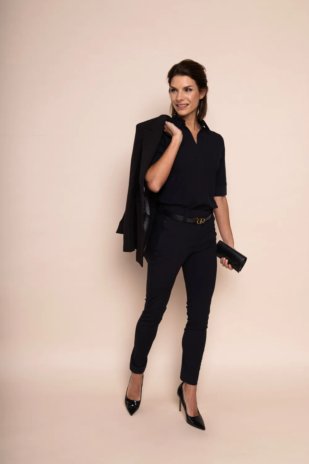 Laboutiek Ivanka Travel Blouse navy korte mouw