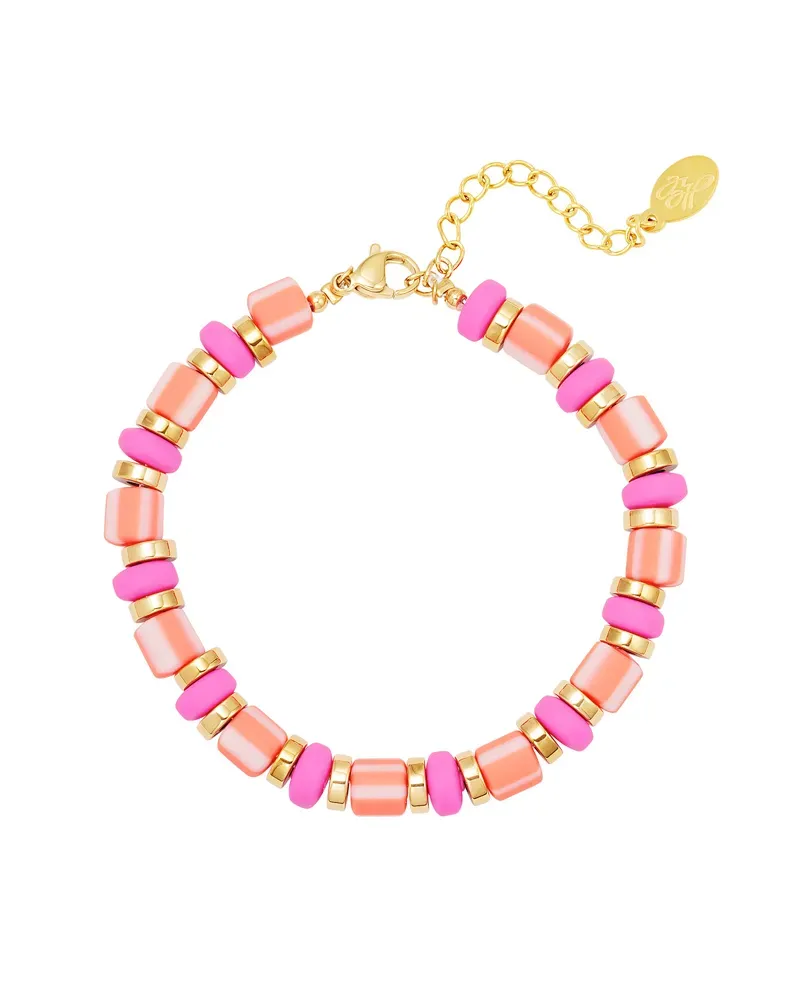 LOVEDRUNKY Beads armband roze met goud
