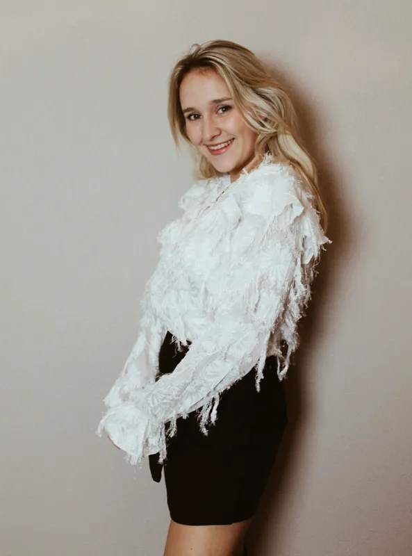 LOVEDRUNKY Bloemen Fringes blouse creme S-L