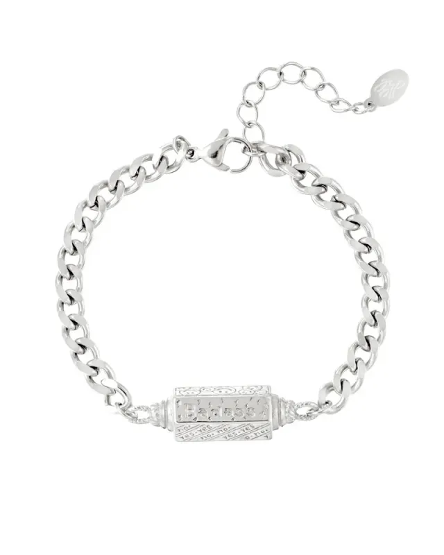 LOVEDRUNKY Pendant Badass armband zilver verstelbaar