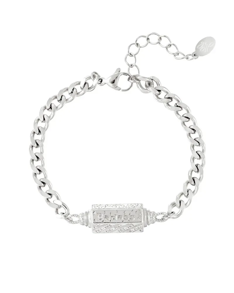 LOVEDRUNKY Pendant Badass armband zilver verstelbaar