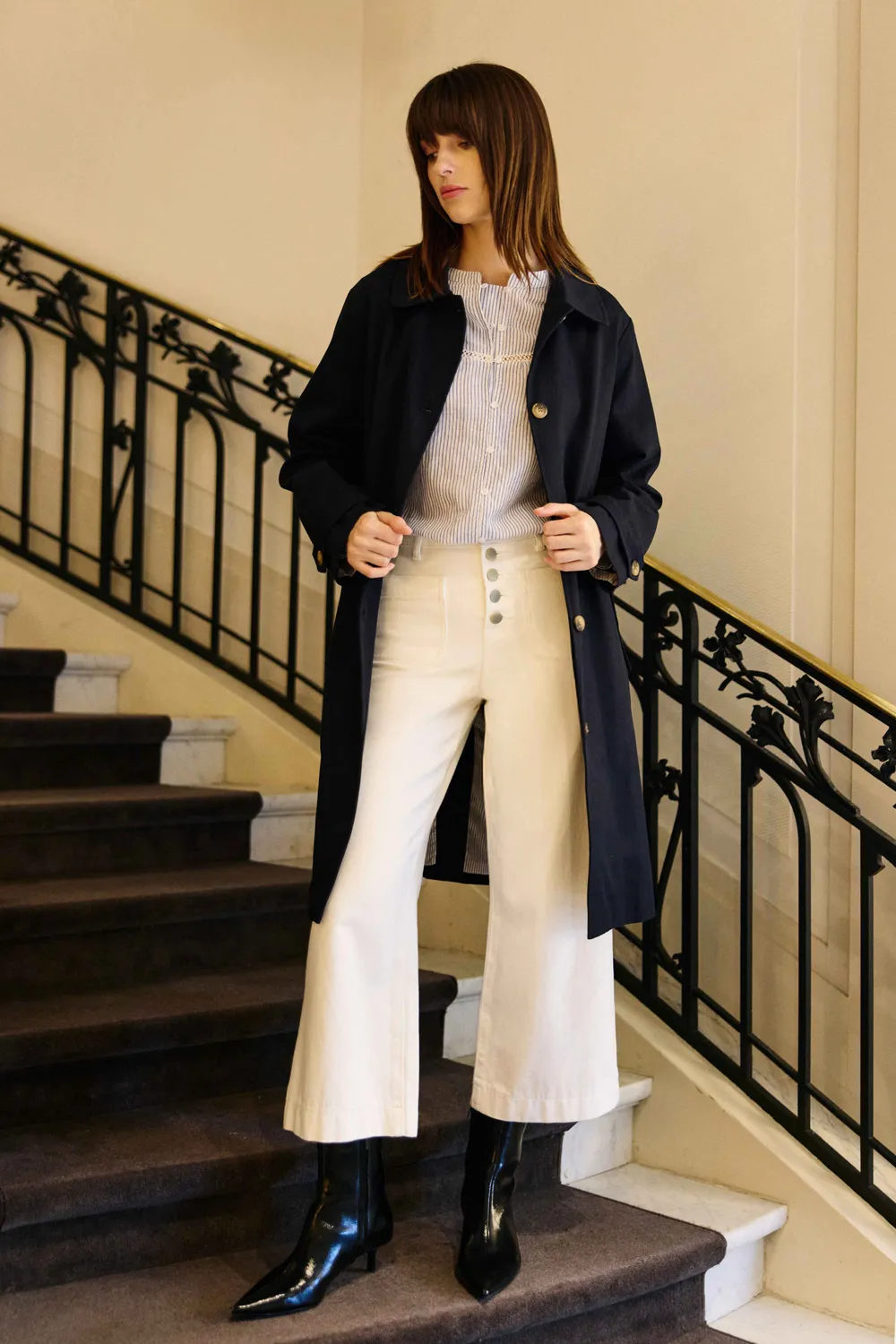 La Petite Etoile Atlanta jeans wijd wit hoge taille