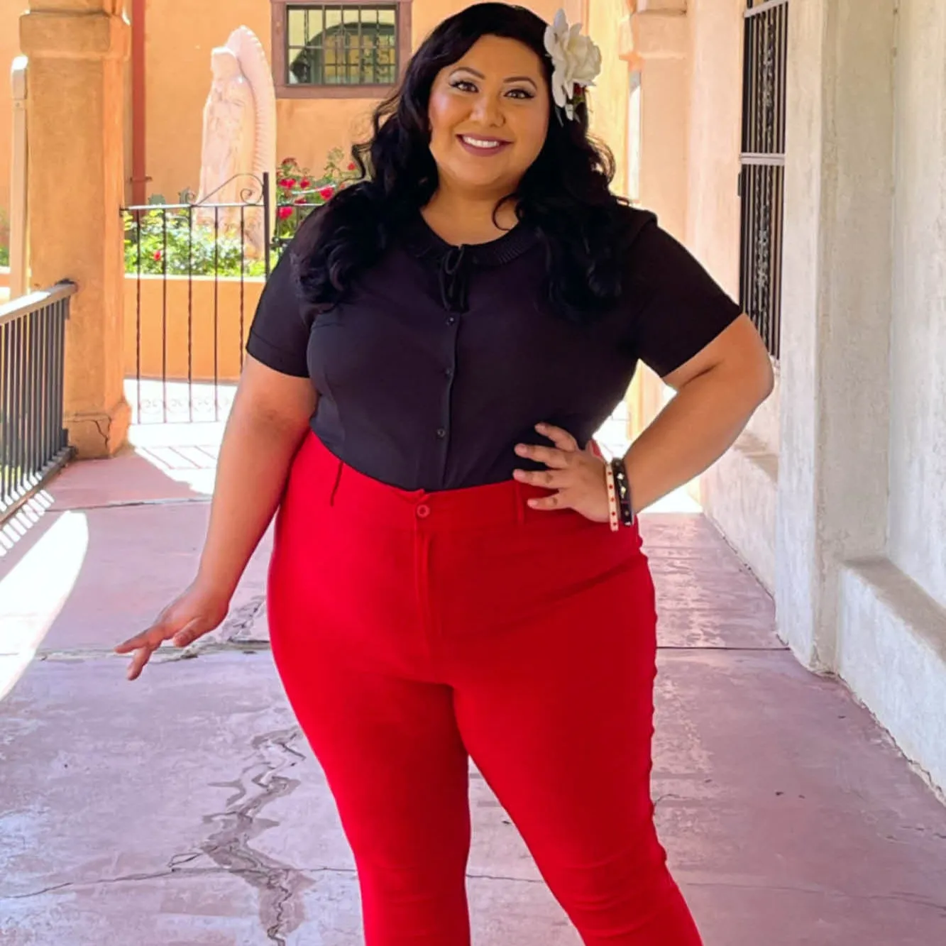 Tatyana Luisa Capris capri rood high waist stretch