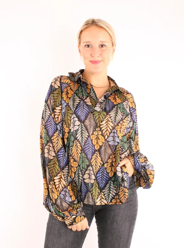 LOVEDRUNKY Print Shiny blouse multi met pofmouwen