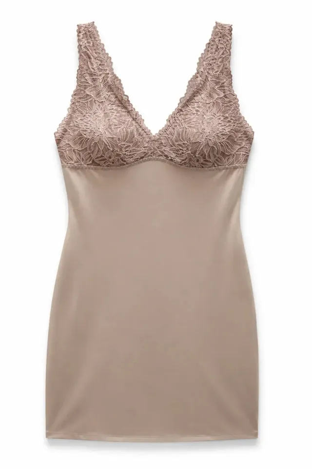 Amiek Lina shapewear jurk beige met kant 84 cm