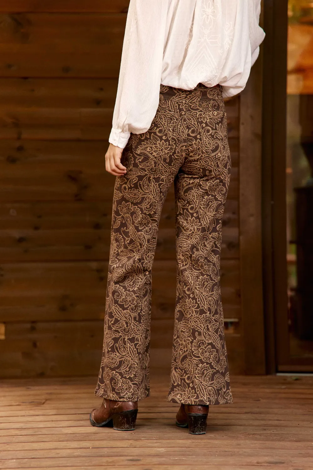 La Petite Etoile Peyton broek flare bruin paisley