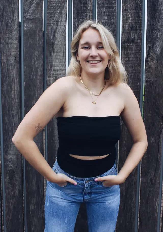 LOVEDRUNKY Cut Out tube top zwart dubbele stof