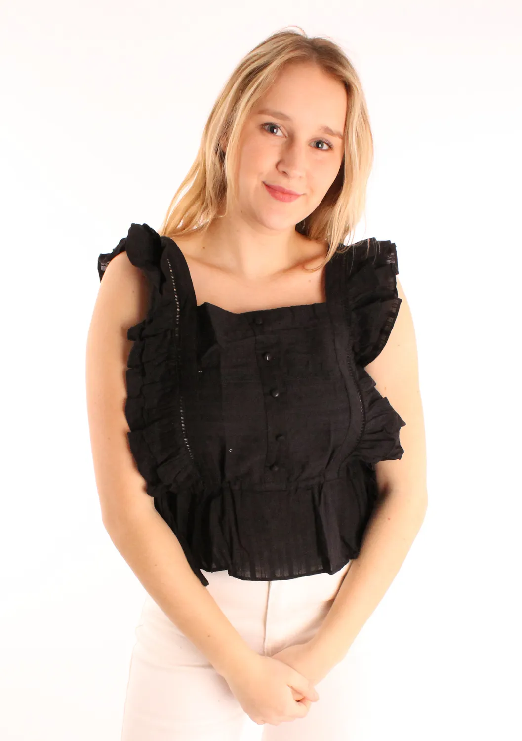 LOVEDRUNKY Maiden top zwart cropped