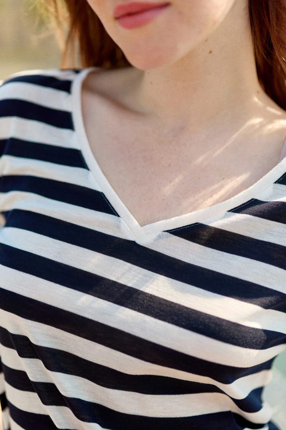 La Petite Etoile Elvie marinière T-shirt ecru marine