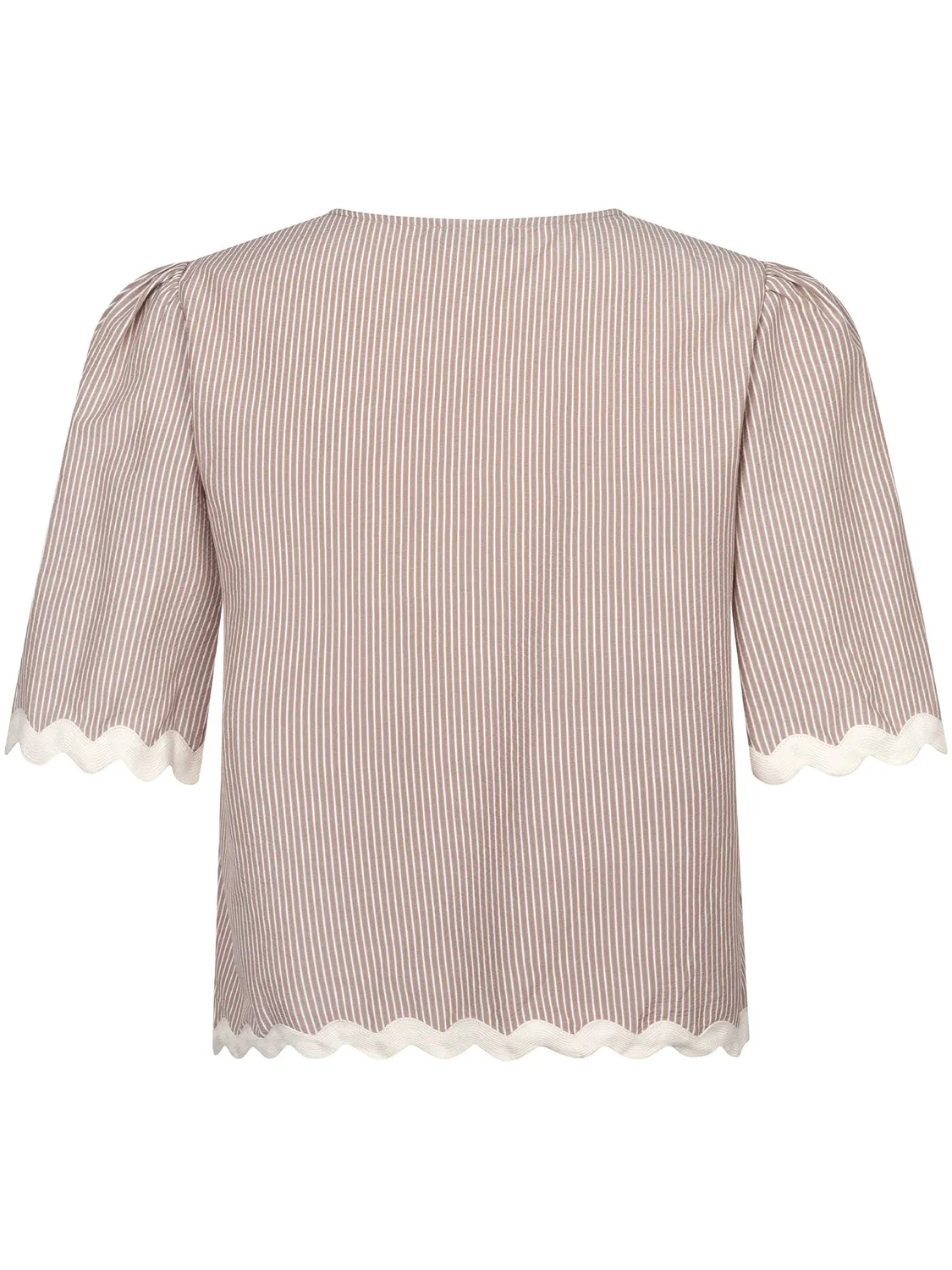Amiek Top Coco top zand beige V-hals streep