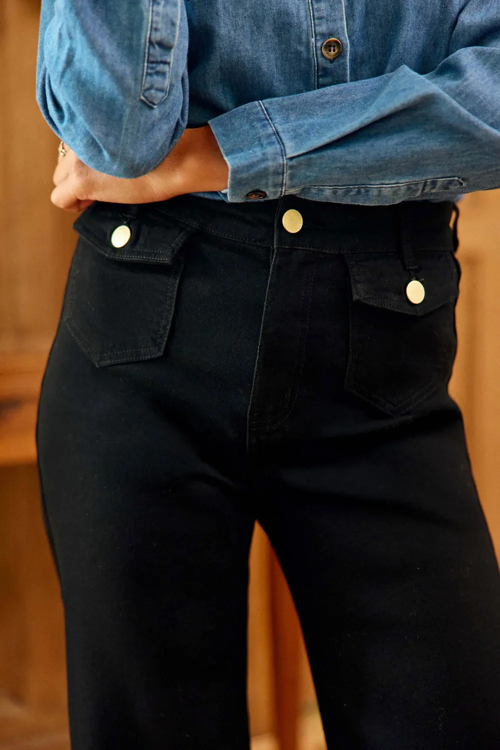 La Petite Etoile Peyton flare jeans zwart high waist