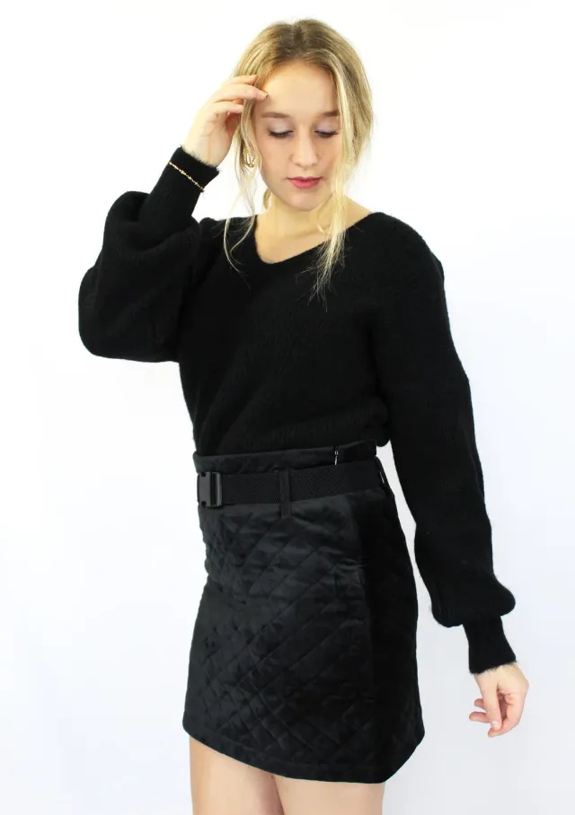 LOVEDRUNKY Rok Patroon rok zwart glanzend