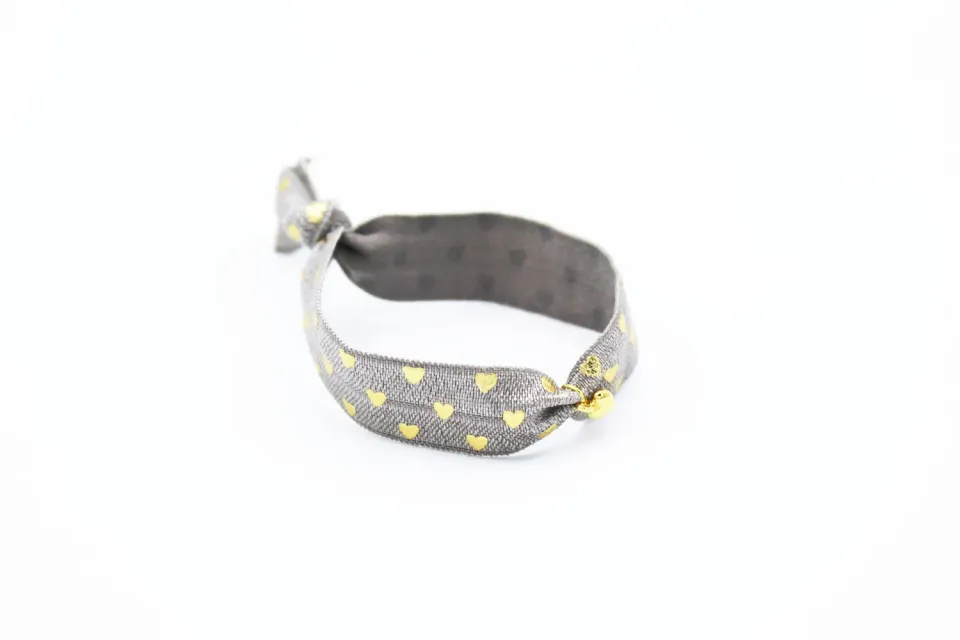 LOVEDRUNKY Stretch armband hart goud kralen