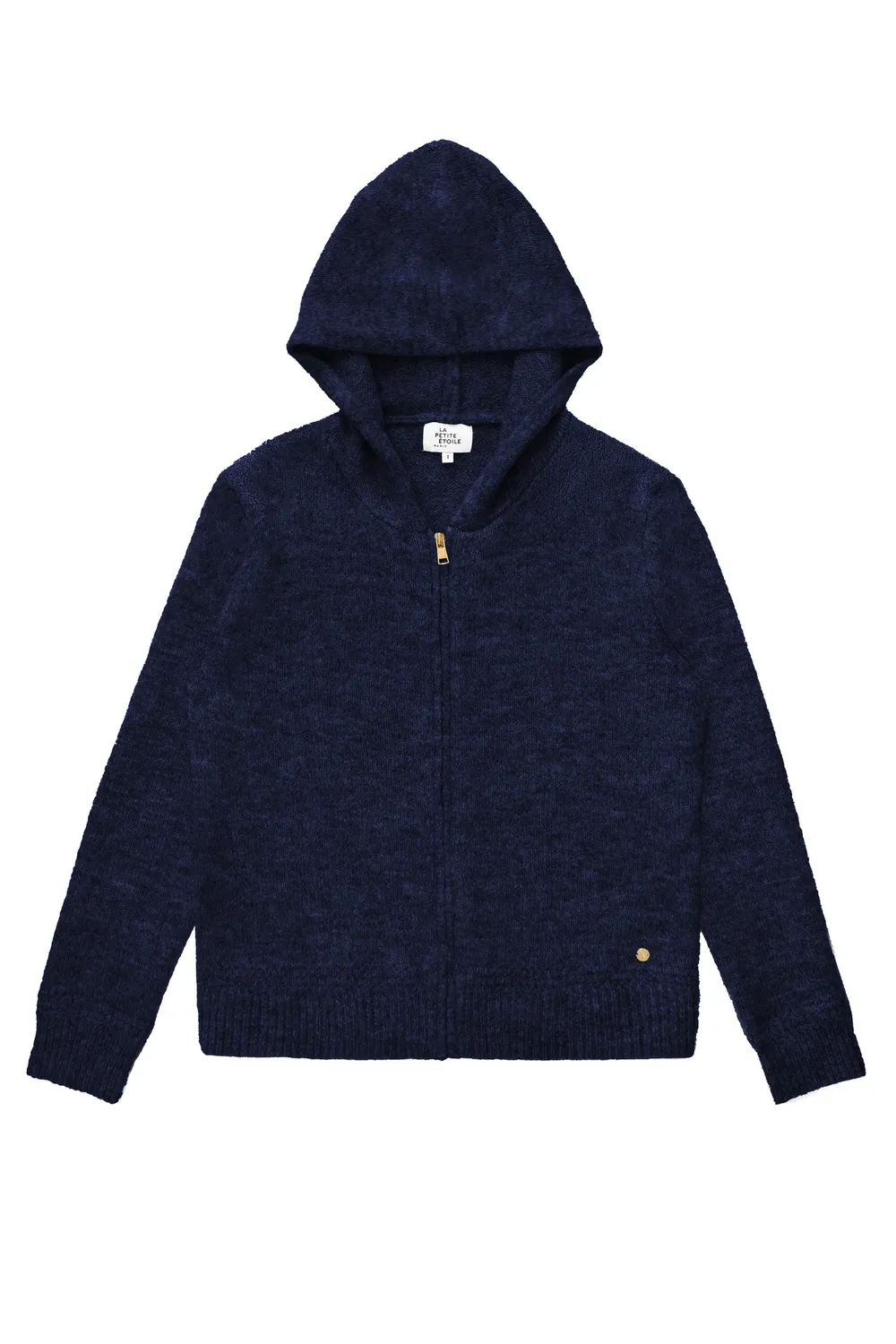 La Petite Etoile Misa vest marine gebreid met rits