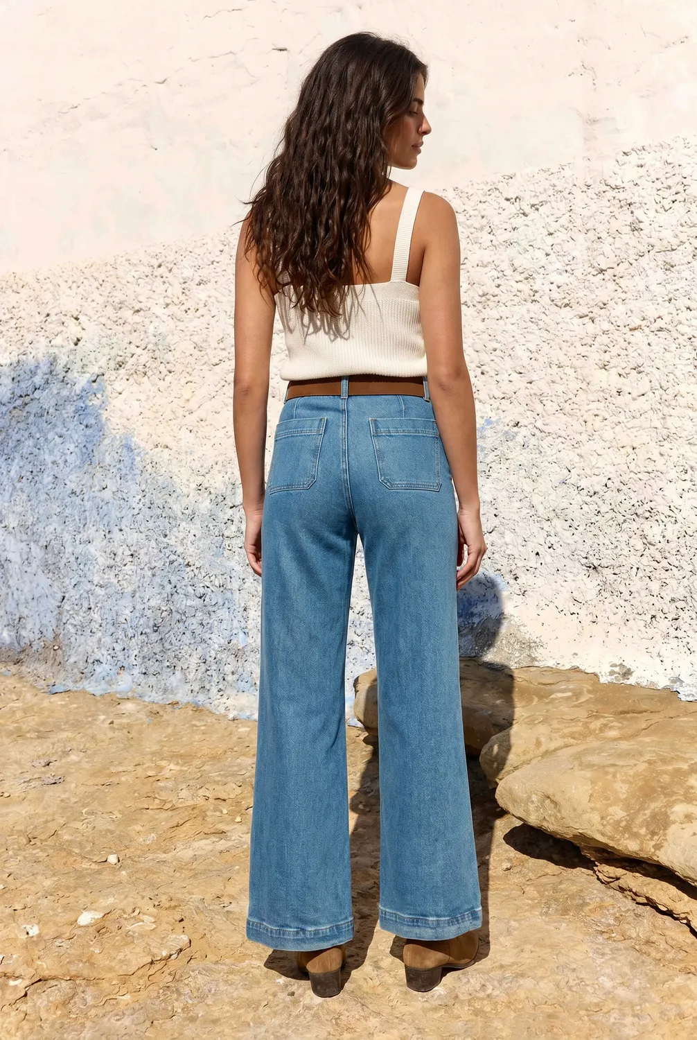 La Petite Etoile Atlanty wijde jeans stone katoen