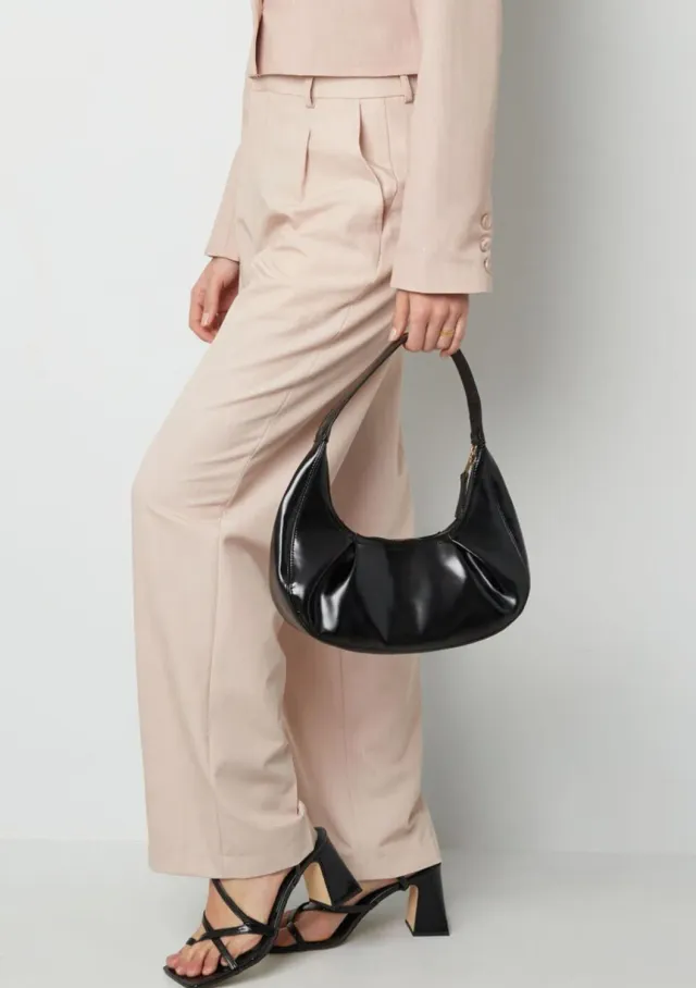 LOVEDRUNKY Tas Pleats schoudertas zwart lak