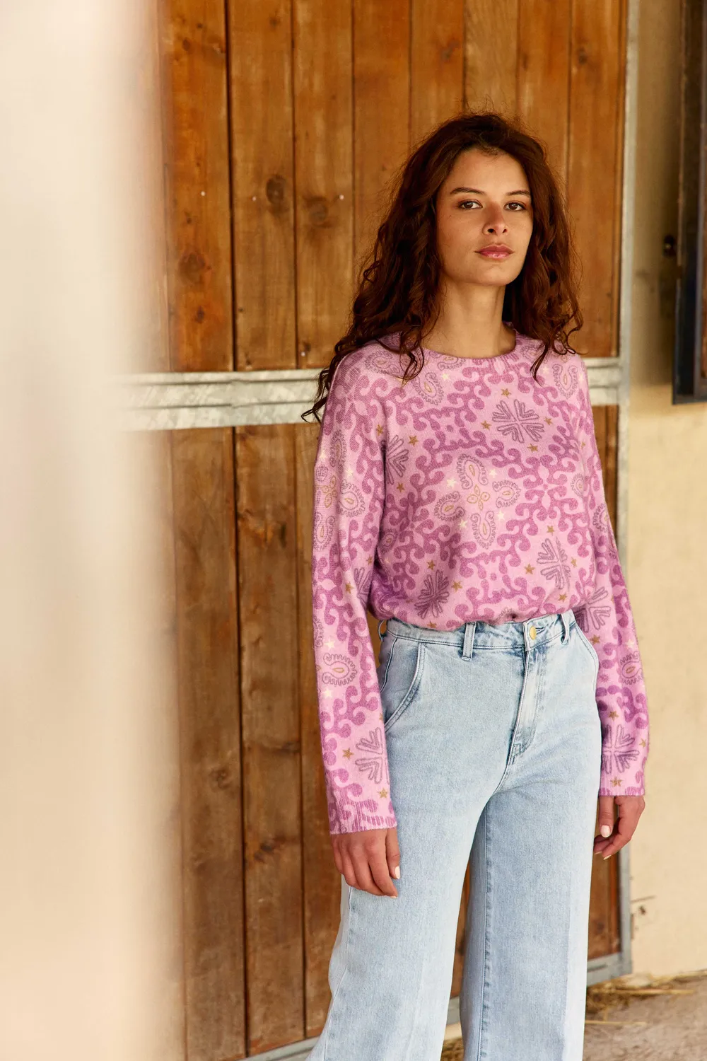 La Petite Etoile Mady trui bandana print roze