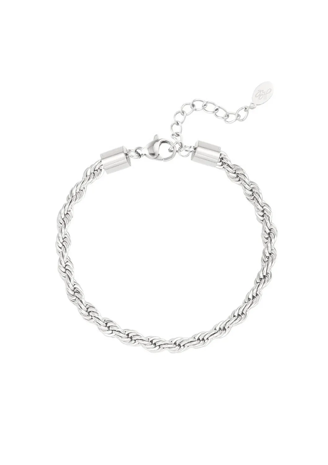 LOVEDRUNKY Twisted armband zilver 19 cm minimalistisch