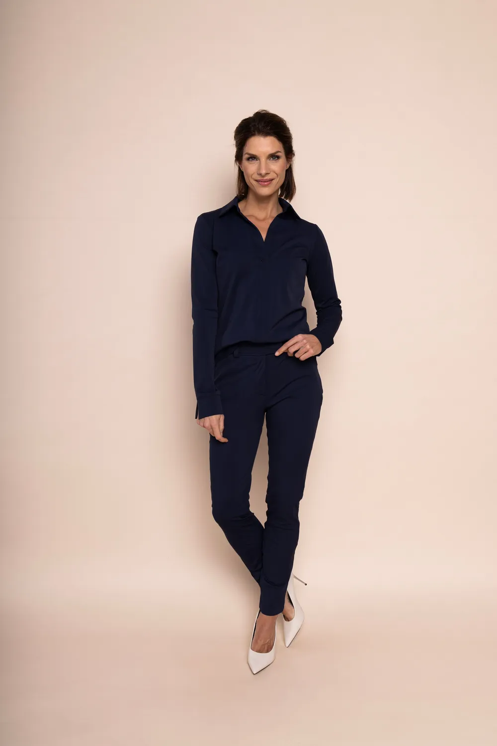 Laboutiek Leona Travel Trouser pantalon navy slim fit