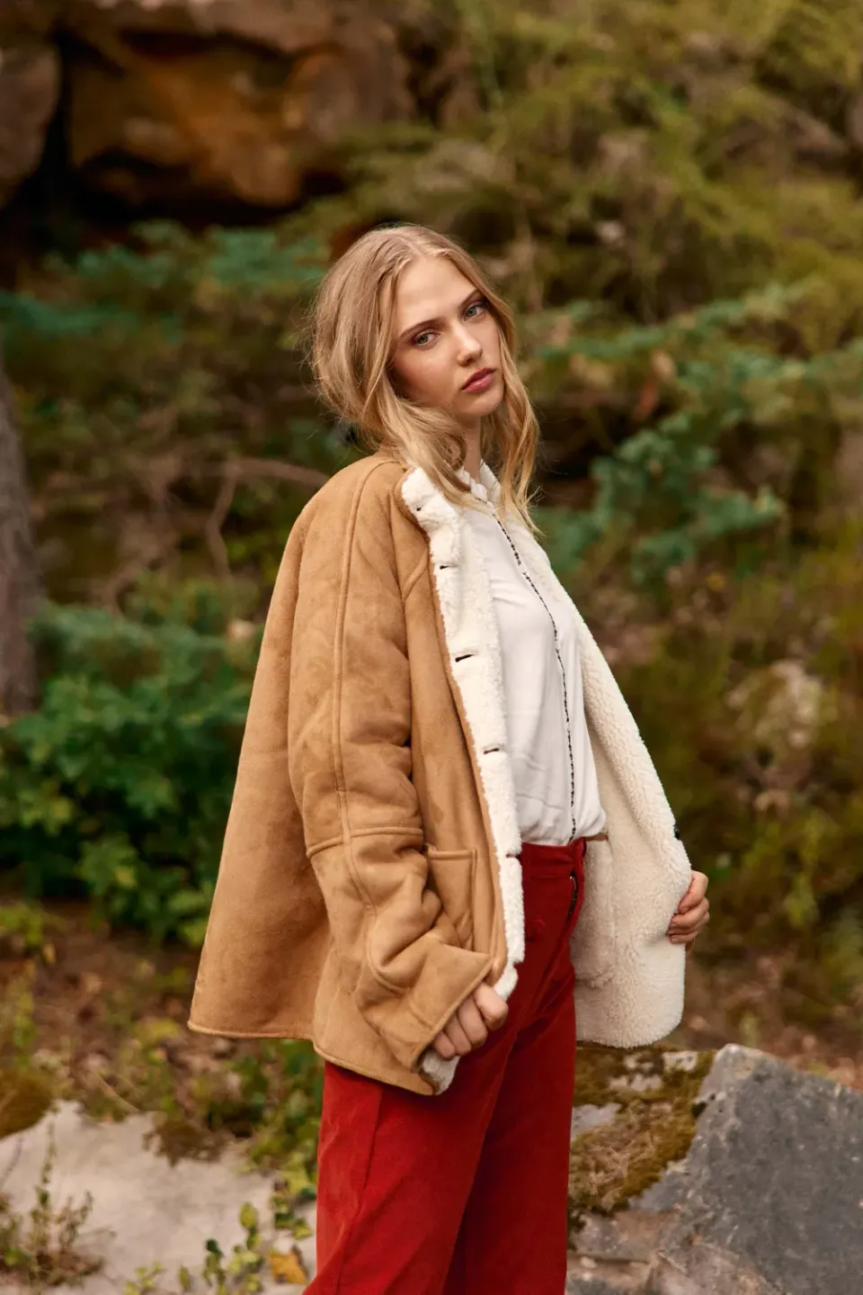 La Petite Etoile Nathalie mantel camel omkeerbaar bont