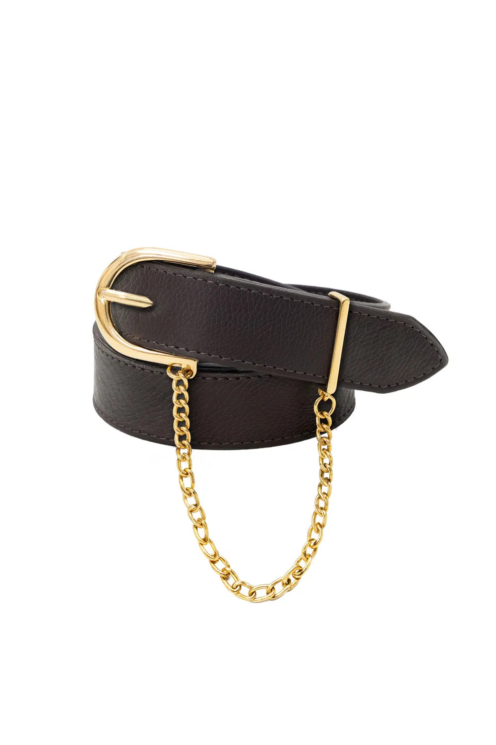 La Petite Etoile Alesia leren riem bruin met ketting