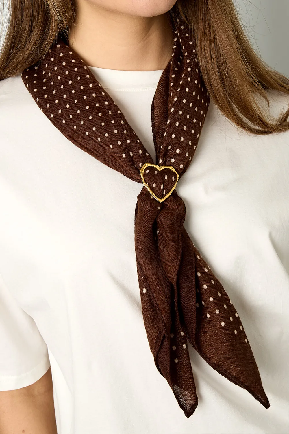 Amiek Bamboo Heart sjaalklem goud RVS