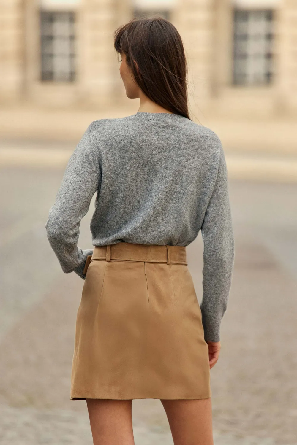 La Petite Etoile Faustine leren rok beige kort