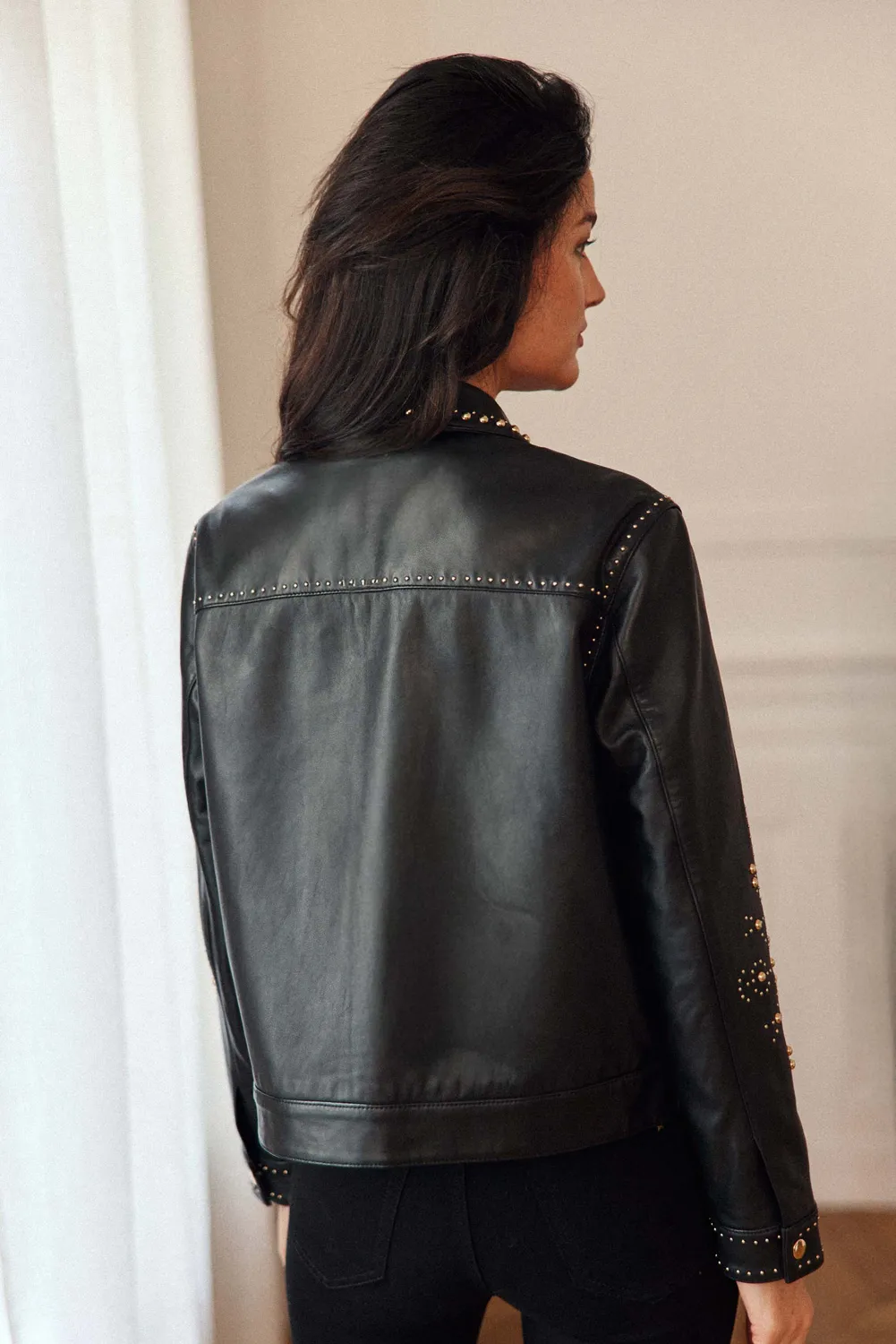 La Petite Etoile Firna jas zwart leer studs