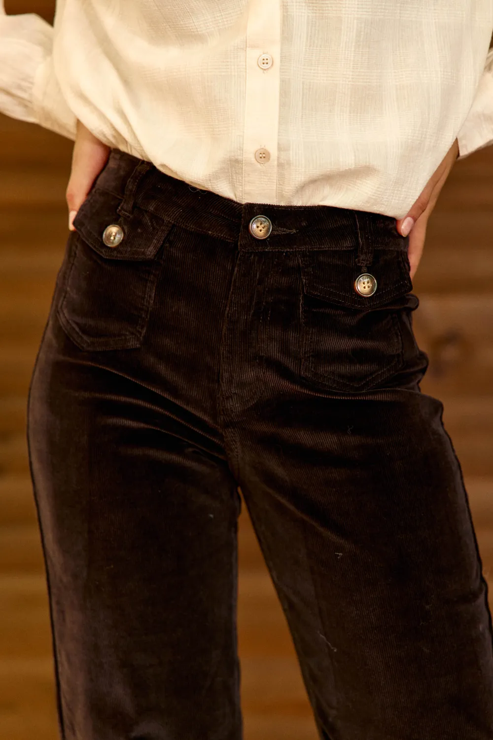 La Petite Etoile Peyton broek flare bruin ribfluweel