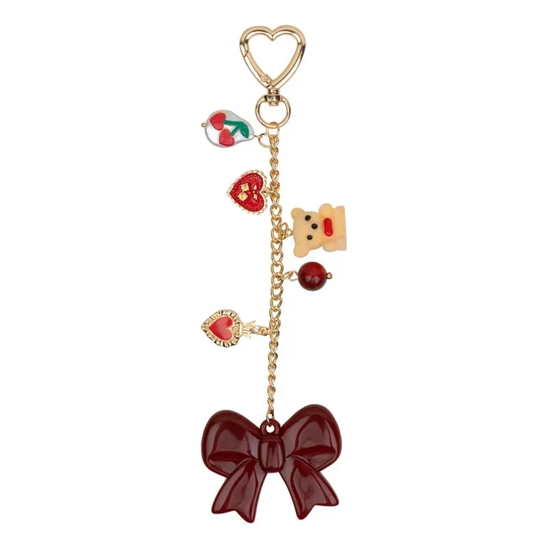 Amiek Charm Chain Burgundy Bow tasbedel strik