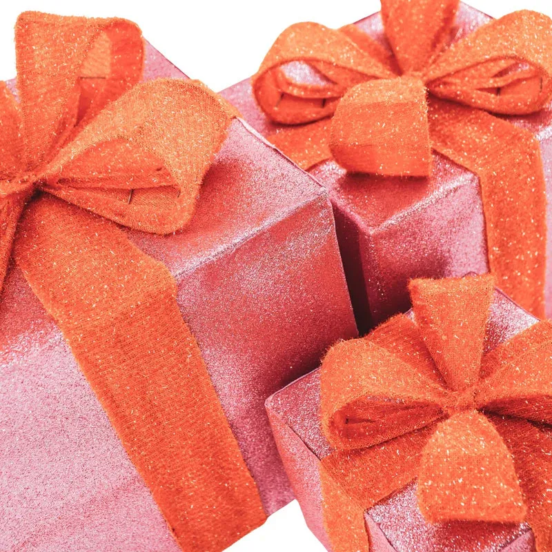 Amiek Kerst LED lamp cadeau set 3 oranje roze
