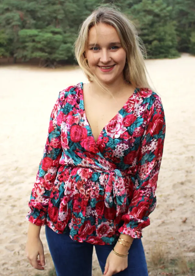 LOVEDRUNKY Floral Blouse Roze met Elastiek