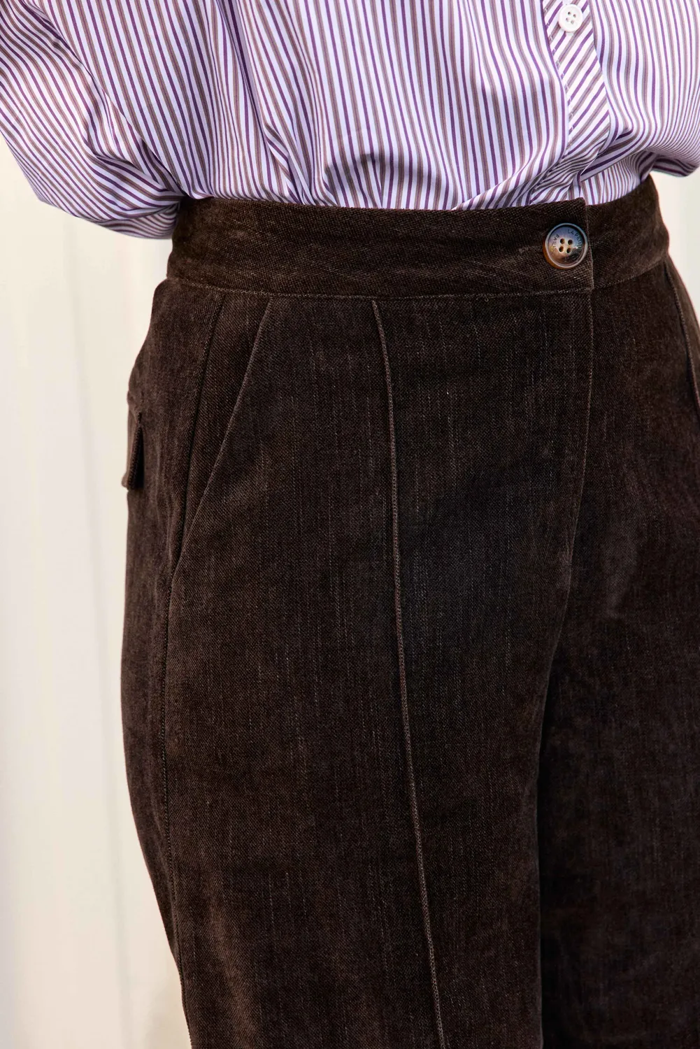 La Petite Etoile Paolar fluwelen broek kaki rechte pijp