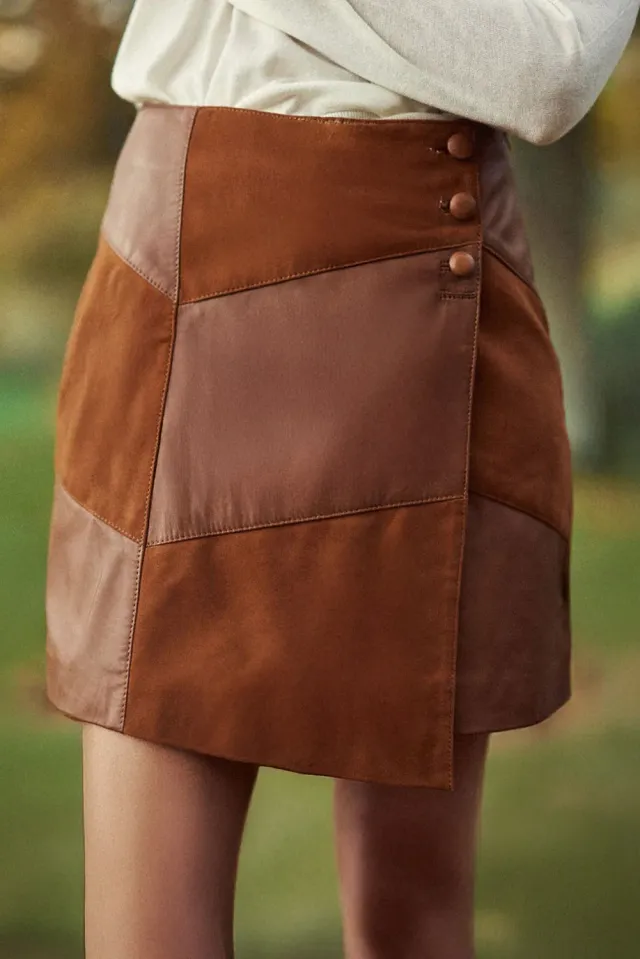La Petite Etoile Flavy korte leren rok camel