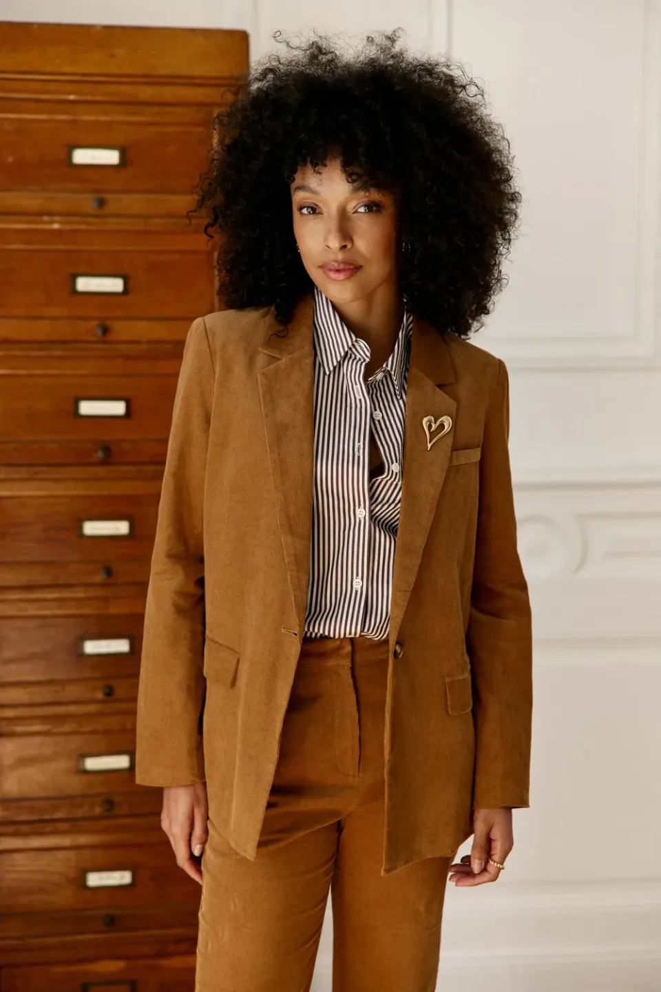 La Petite Etoile Viano blazer beige ribfluweel recht