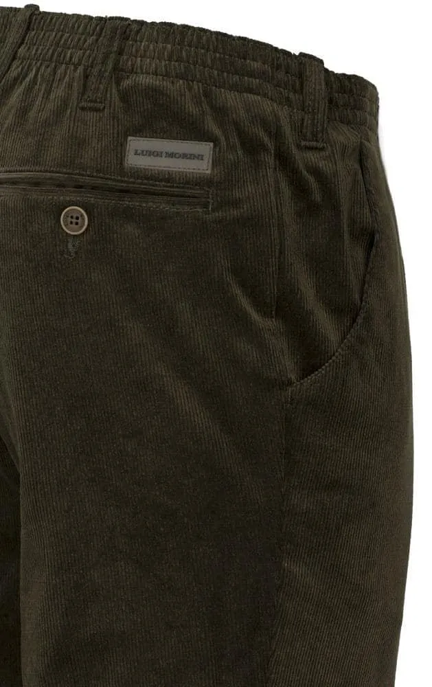 Luigi Morini Amberg heren pantalon elastiek olijf