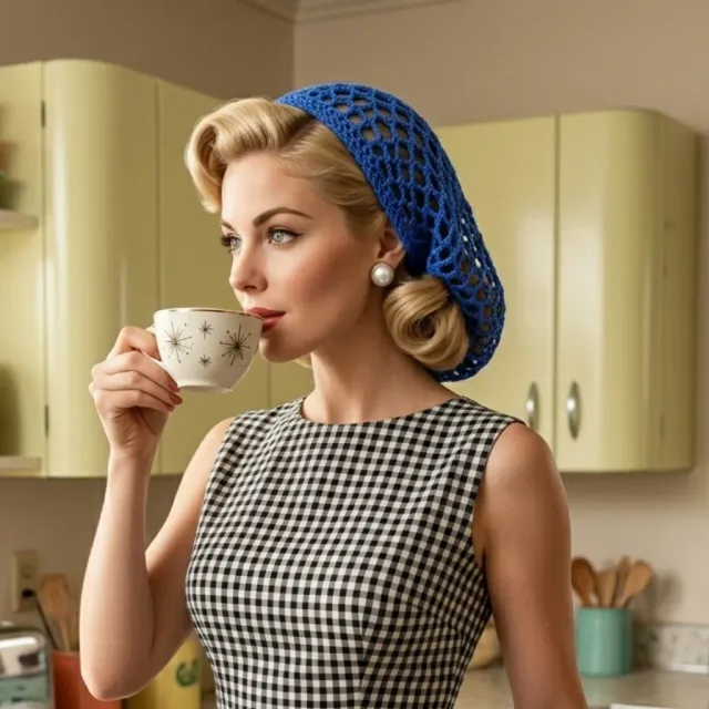 Tatyana Vintage haarnetje snood hot pink gebreid