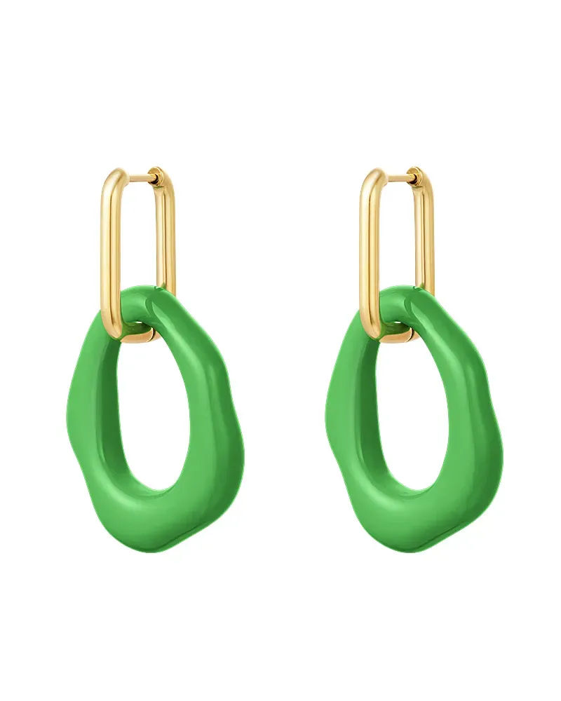 LOVEDRUNKY Acryl oorbellen groen goud 4,5 cm