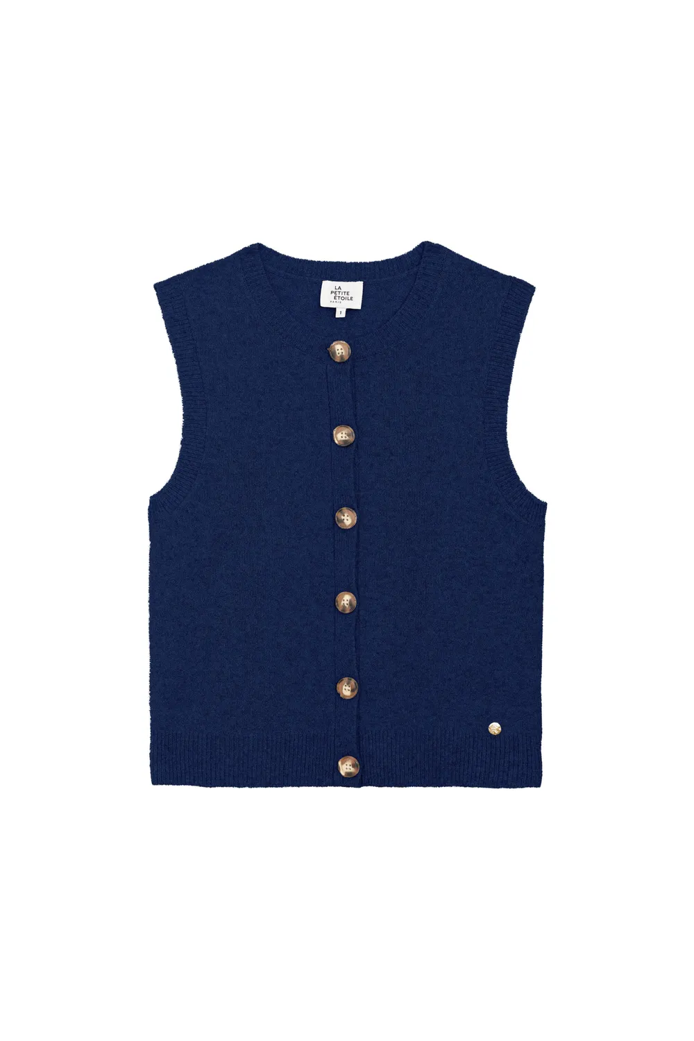 La Petite Etoile Morini mouwloos vest marine gebreid