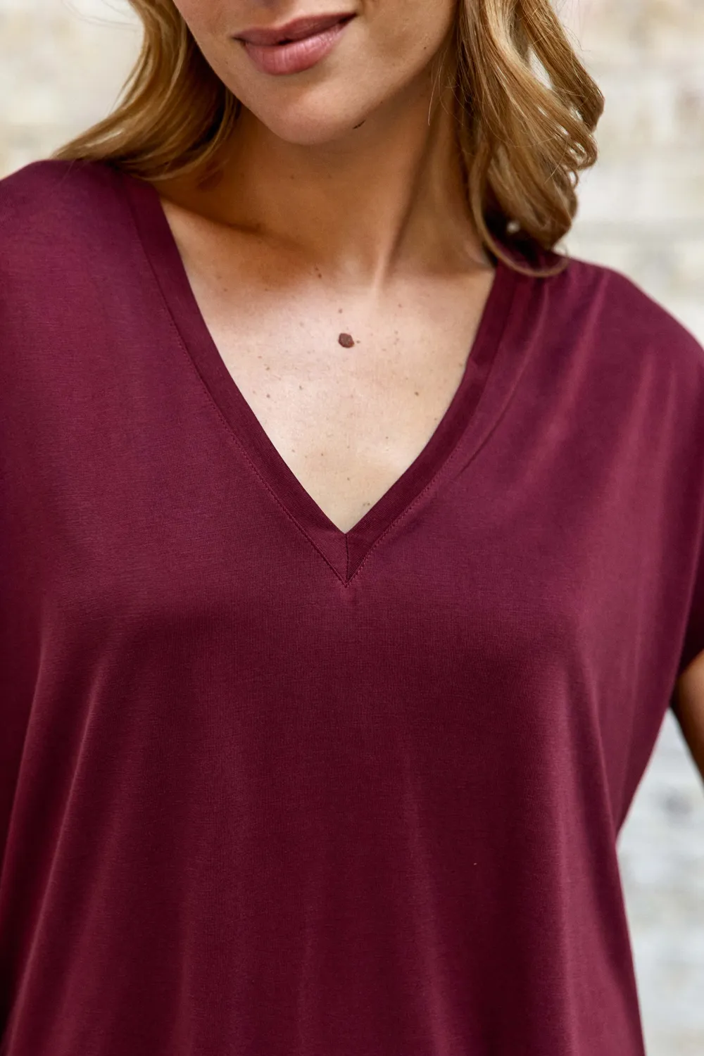 La Petite Etoile Marcelina T-shirt bordeaux wijd