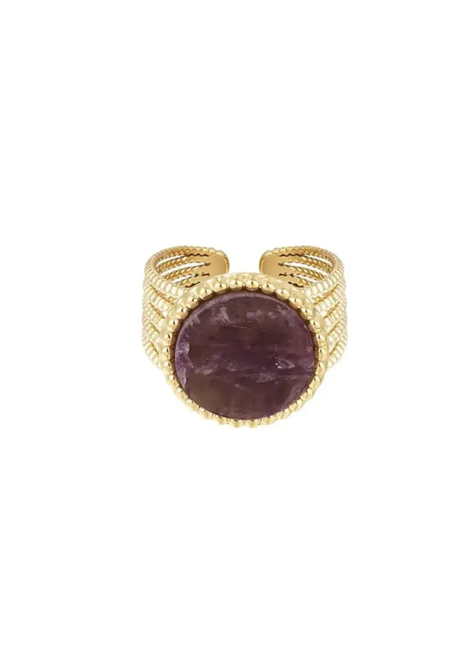 LOVEDRUNKY Statement Stone ring goud paars one size