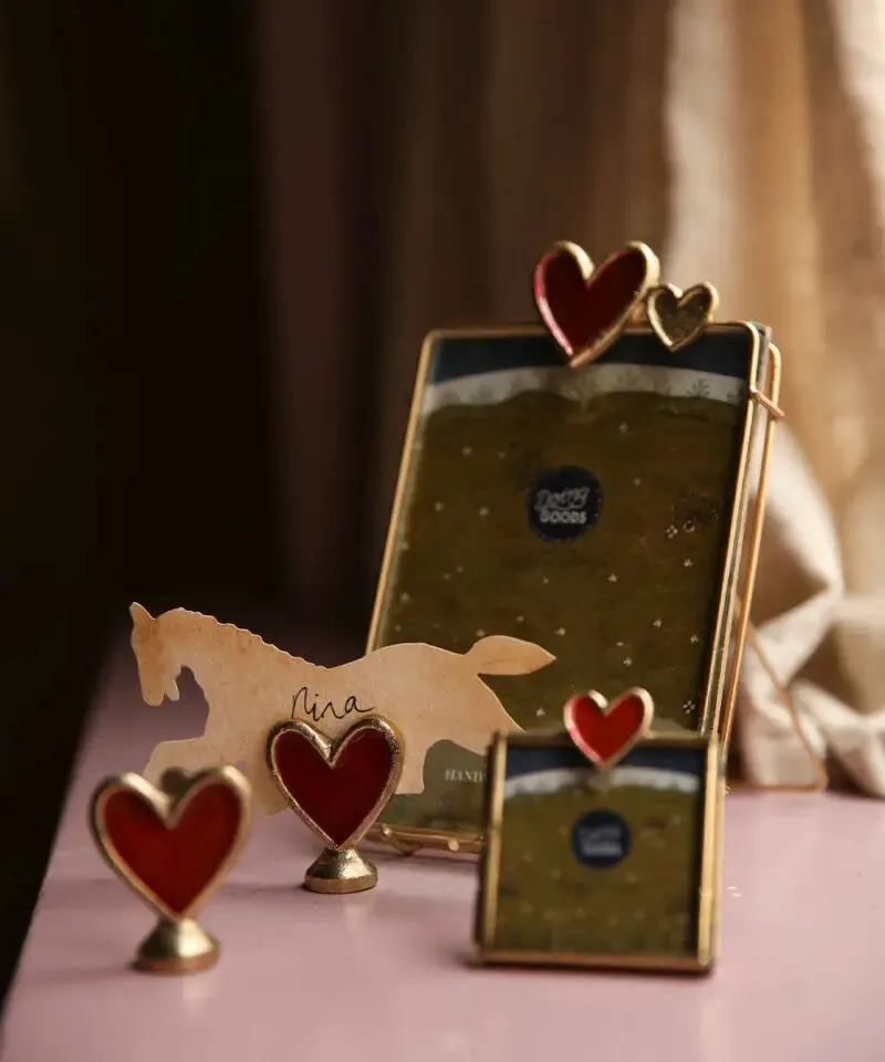 Amiek Pyar Hart Memohouder Messing 5x4x2 cm