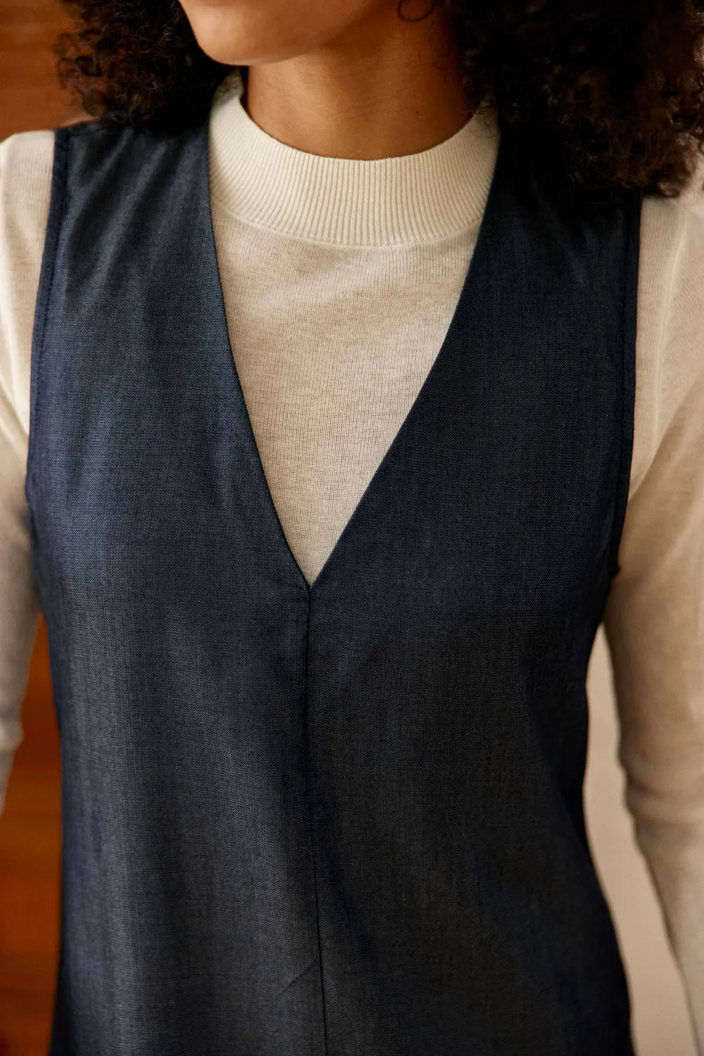 La Petite Etoile Rosanna midi jurk blauw denim