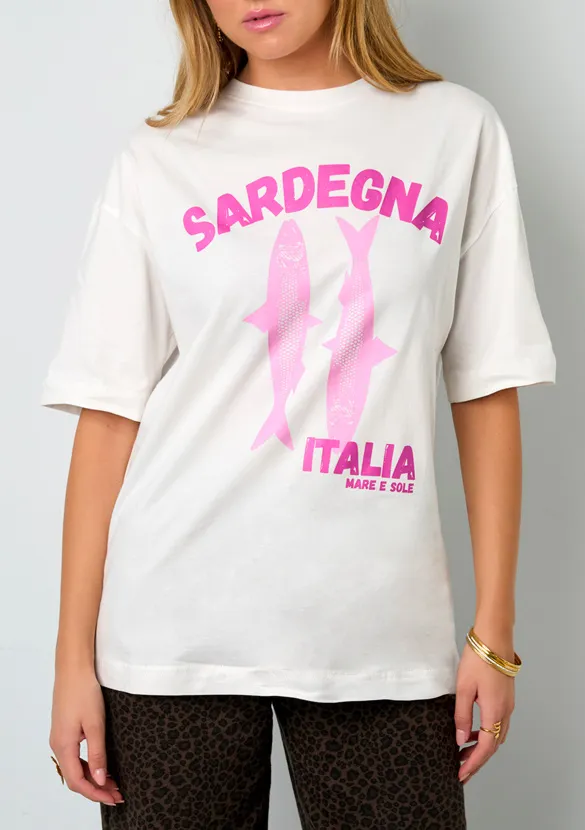 LOVEDRUNKY Sardegna T-shirt wit loose fit
