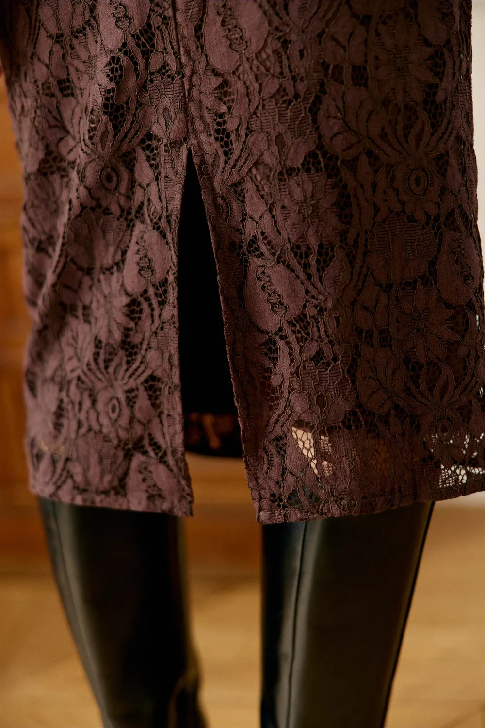 La Petite Etoile Julana kanten rok bruin midi